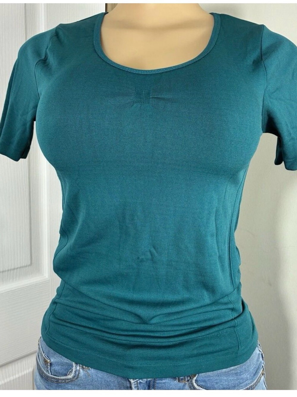 Women's Scoop Neck Short Sleeve Top - Teal